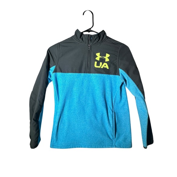 Under Armour Youth Pullover Jacket Quarter Zip Top Blue Black YMD - Picture 1 of 8